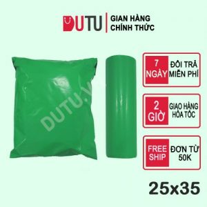 Combo 100 Túi Gói Hàng Tự Dính Siêu Nhanh Màu Xanh Lá Size 25x35